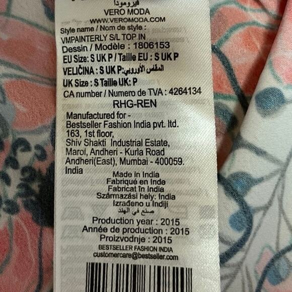 Vero Moda Multicolor Floral Print Sleeveless Curved Hem Casual Tank Top Size S - Picture 4 of 5